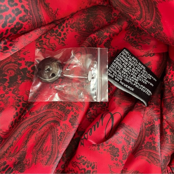 Guess Los Angeles Wool Blend Red Coat Military Inspired Size Large Double Breast - Picture 8 of 8